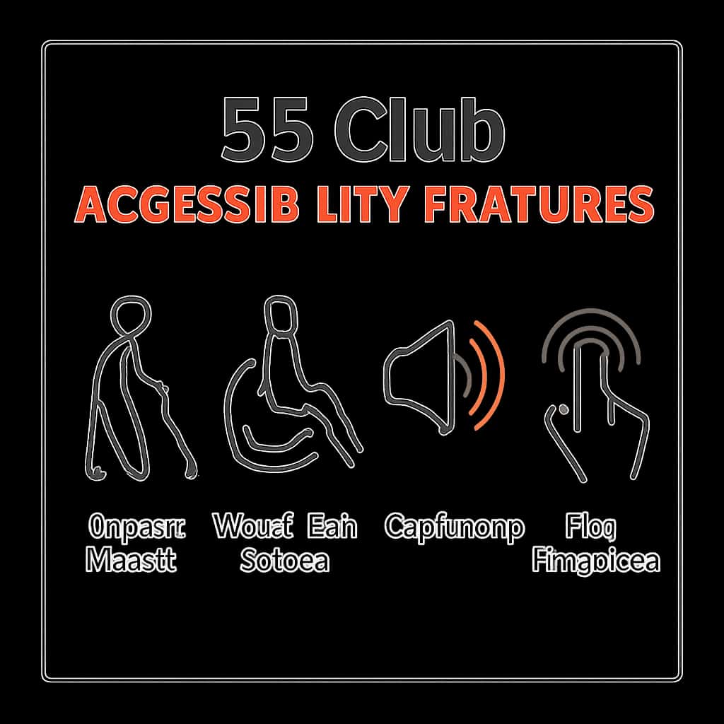 An educational illustration about 55 Club Accessibility Features.