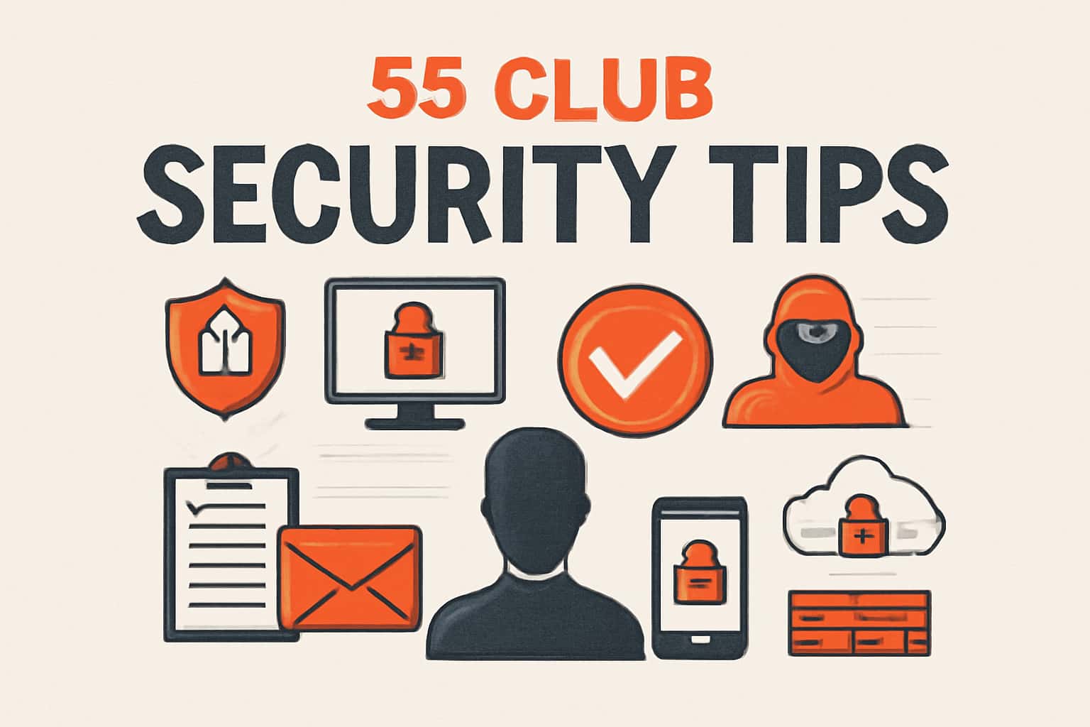 An informative visual representation of 55 Club security tips.