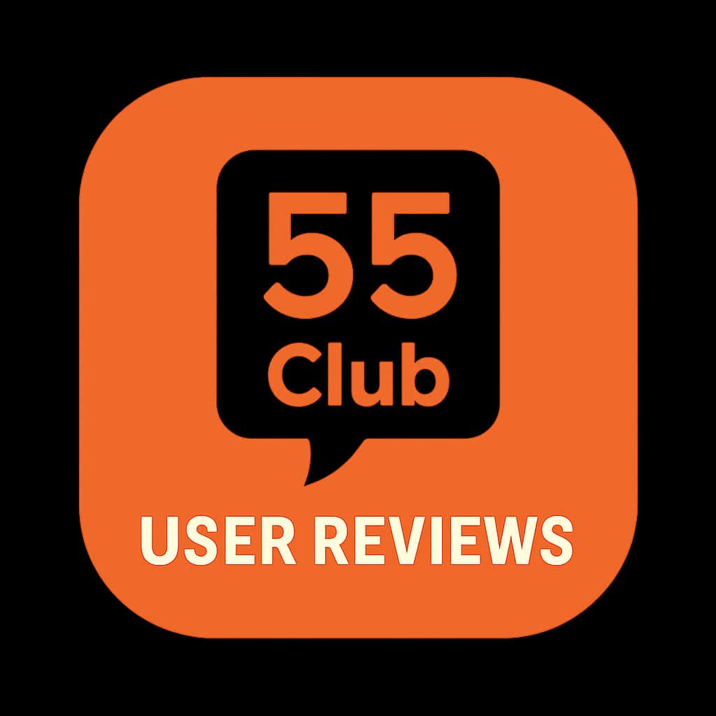 Icon representing 55 Club User Reviews, designed for clarity and professionalism.