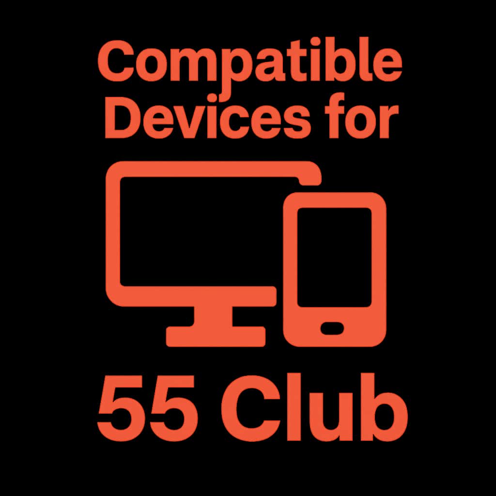A simple badge design illustrating the concept of Compatible Devices for 55 Club.