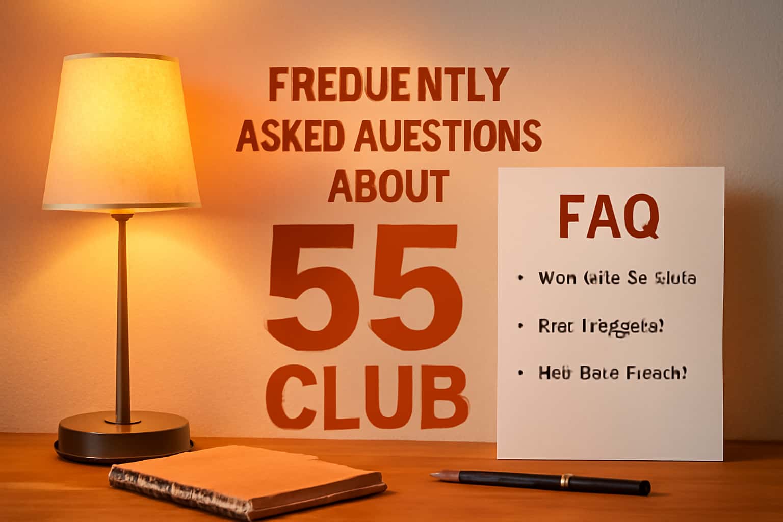 An informative visual representation of Frequently Asked Questions about 55 Club.