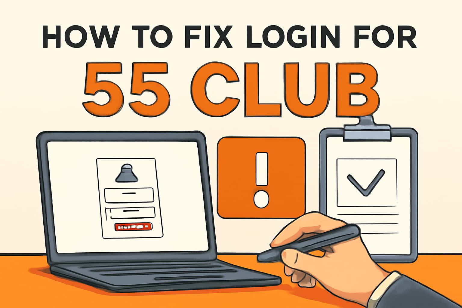 A futuristic scene highlighting the login process for the 55 Club with relevant visual elements.