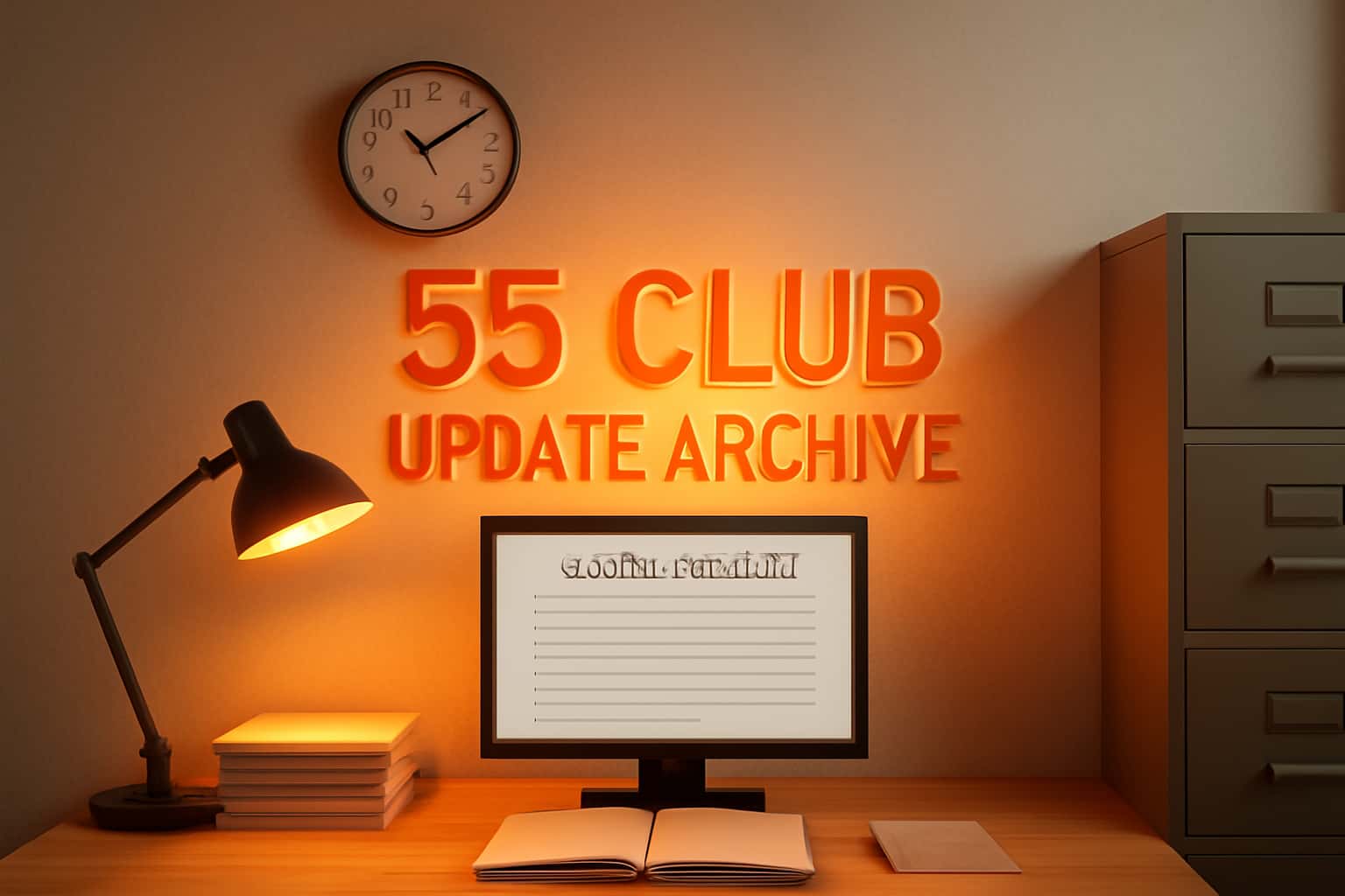 Visual depiction of the 55 Club Update Archive, showcasing the platform's latest updates.