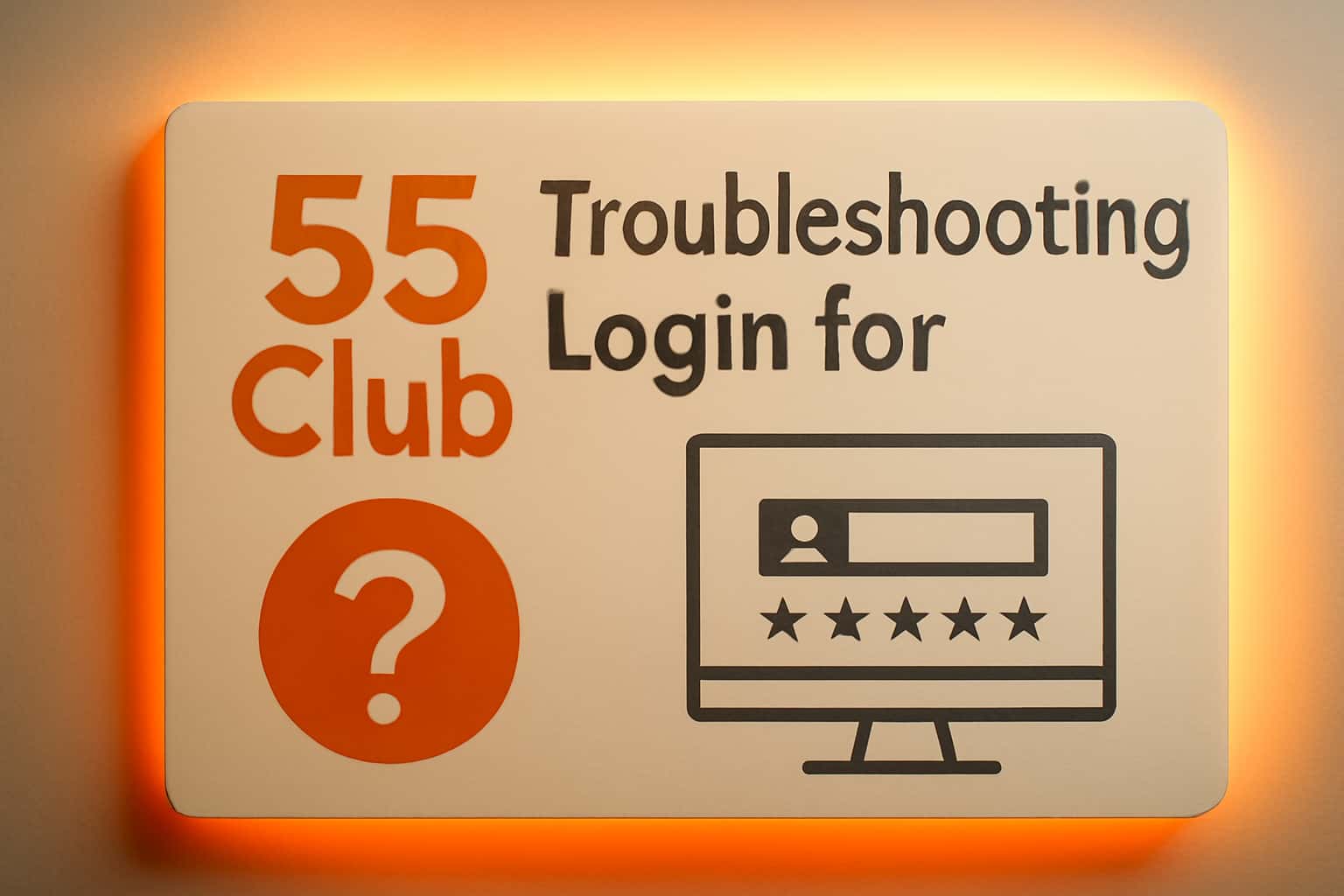 An illustration representing troubleshooting login issues for the 55 Club.